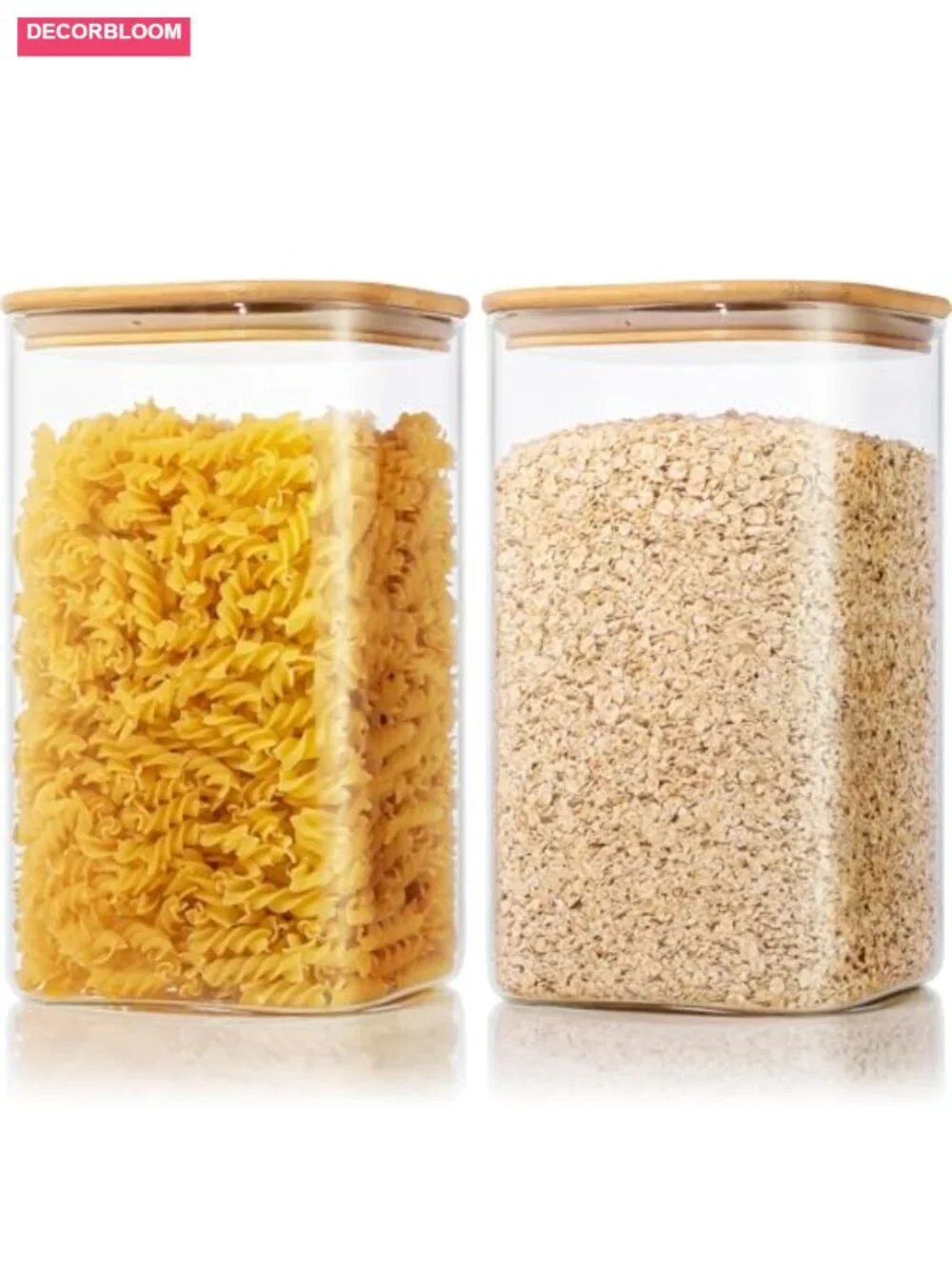 Large Glass Storage Containers 168oz 2 Pack with Bamboo Lids Airtight